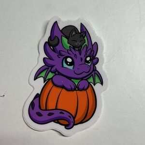 Purple Dragon and Black Cat Sticker